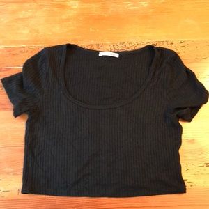 Reformation Jeans Black Ribbed Crop Top
